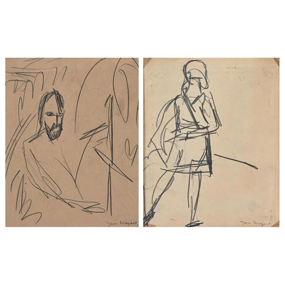 Jan Wiegers comparable auction result: jan wiegers 1893 1959 pencil drawing hidden man female figure signed