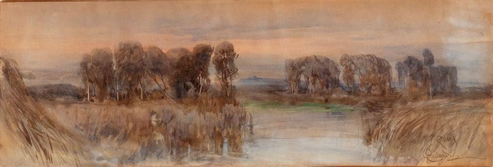 Onorato Carlandi comparable auction result: onorato carlandi roma 1848 1939 afternoon in the pontine marshes