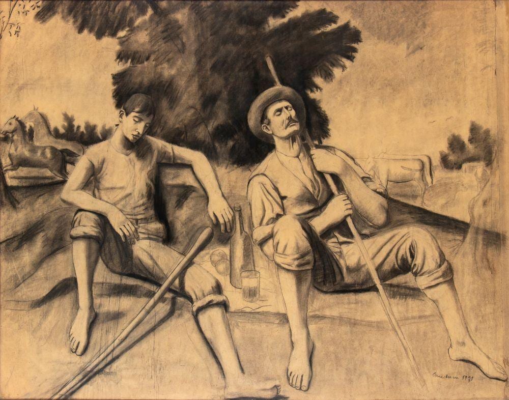 Gisberto Ceracchini comparable auction result: gisberto ceracchini foiano della chiana 1899 petrignano del lago 1982 peasants resting 1931