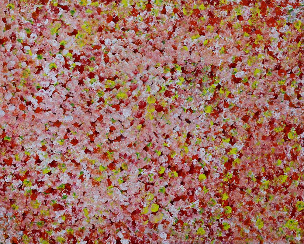 Polly Ngale comparable auction result: polly ngale bush plum acrylic on canvas 73cm x 90cm