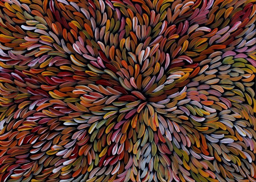 Gracie Kunoth comparable auction result: gracie kunoth bush leaves acrylic on canvas 51cm x 79cm