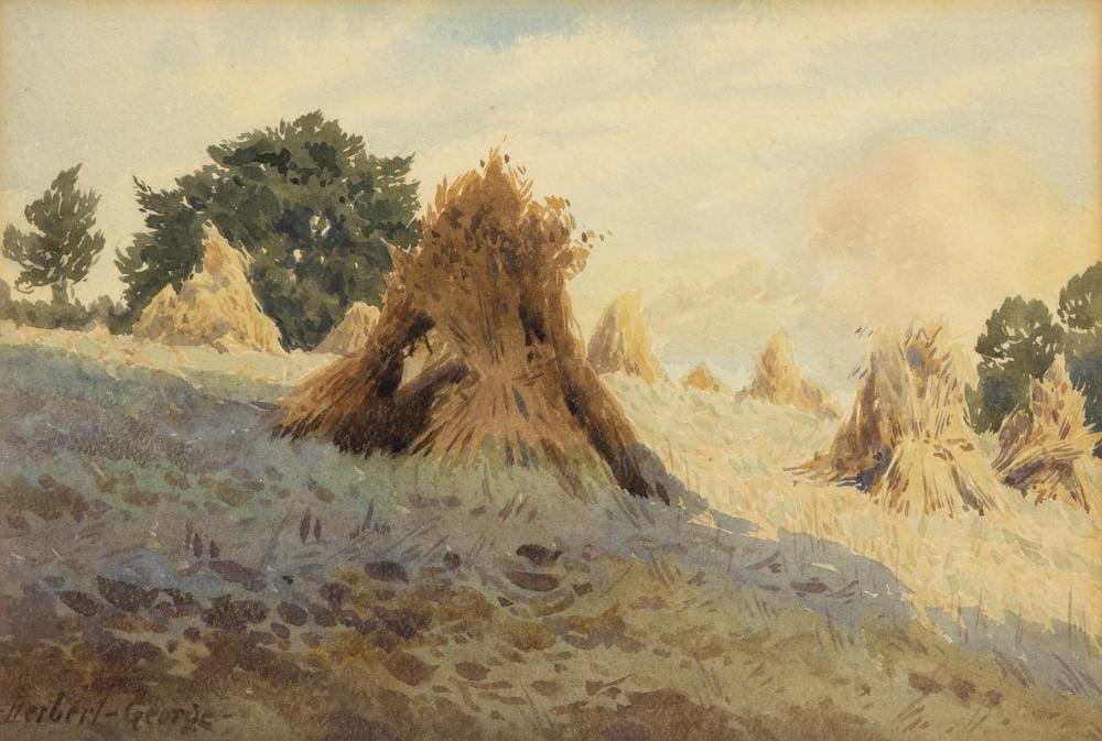 Herbert (1863) George comparable auction result: herbert george shadow falling across a field