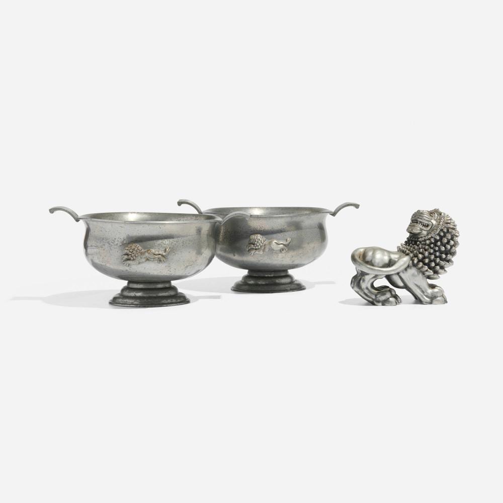 Anna Petrus comparable auction result: anna petrus lion sculpture and bowls pair