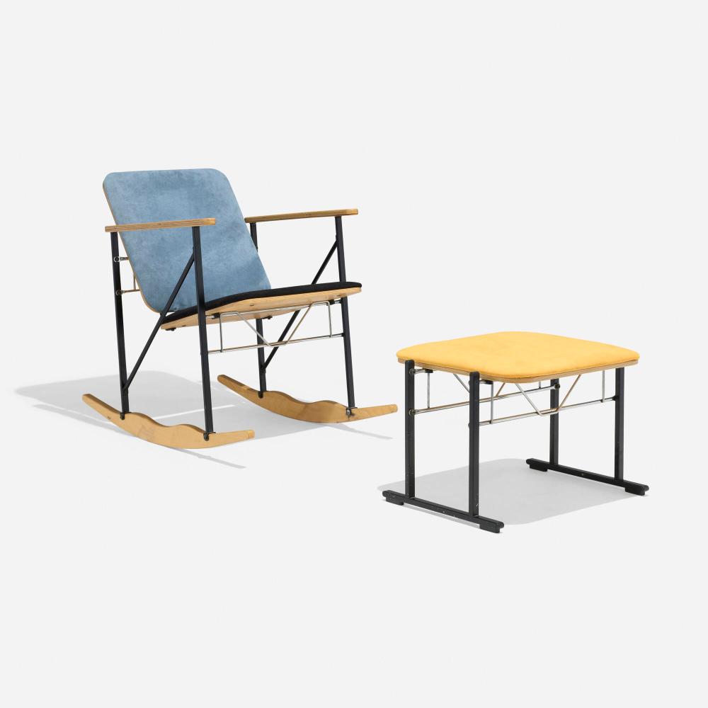 Yrjo Kukkapuro comparable auction result: yrjo kukkapuro a509 rocking chair and a500 stool