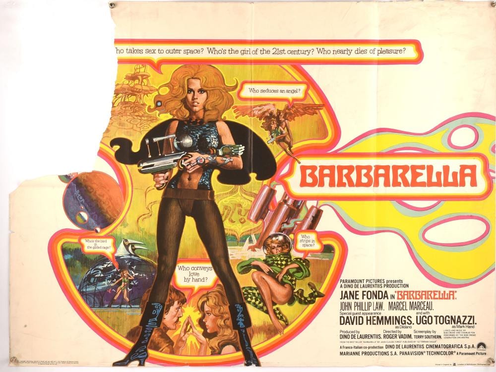 Giorgione comparable auction result: barbarella 1968 british quad film poster for th