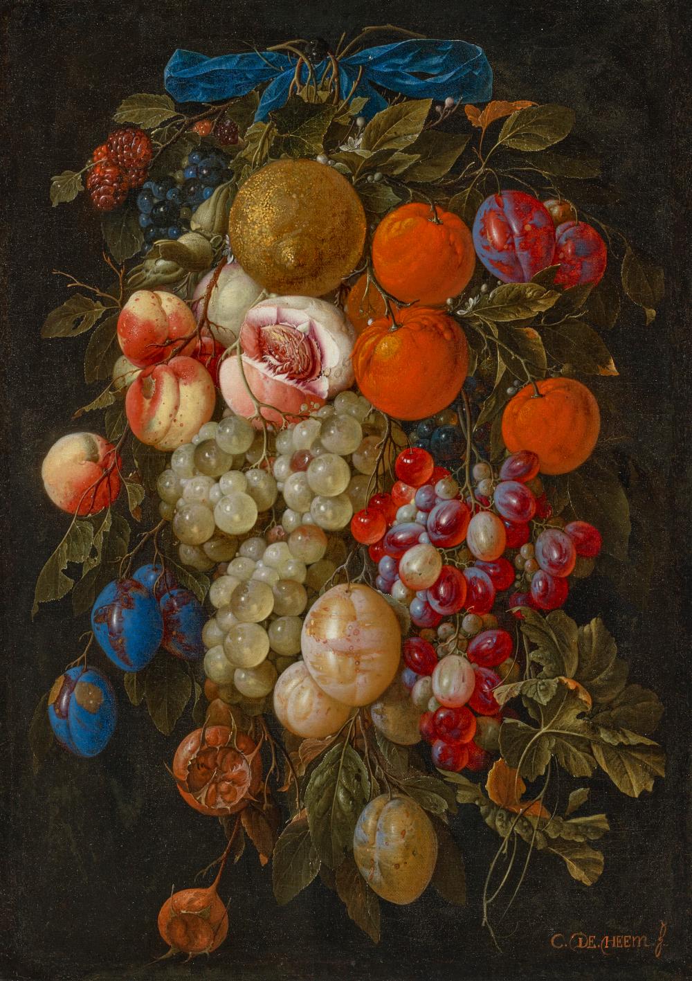 Cornelis de Heem comparable auction result: cornelis de heem leiden 1631 1695 antwerp a festoon of fruit hanging fro