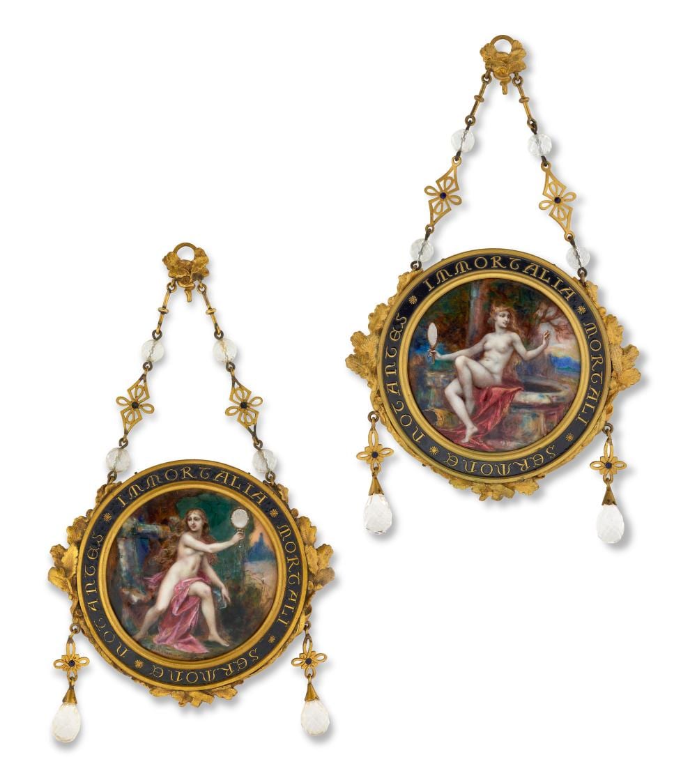 Paul Grandhomme comparable auction result: paul grandhomme 1851 1944 paire de miroirs suspendre figurant la v ri