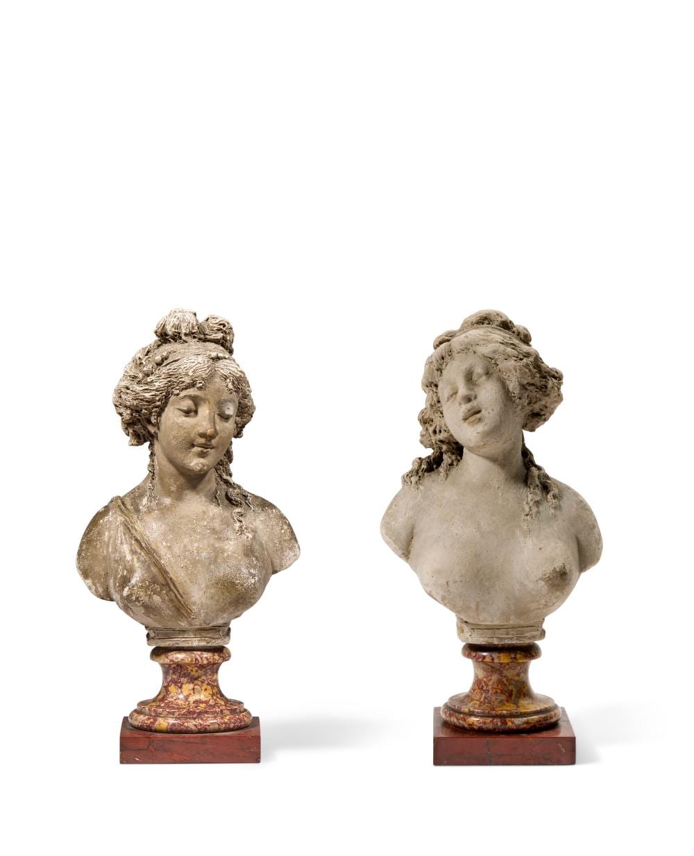 Joseph-Charles Marin comparable auction result: joseph charles marin 1759 1834 deux bustes de jeune fille ou bacchantes