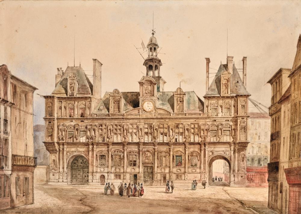 Adrien Dauzats comparable auction result: adrien dauzats bordeaux 1804 1868 paris l h tel de ville de paris en 183