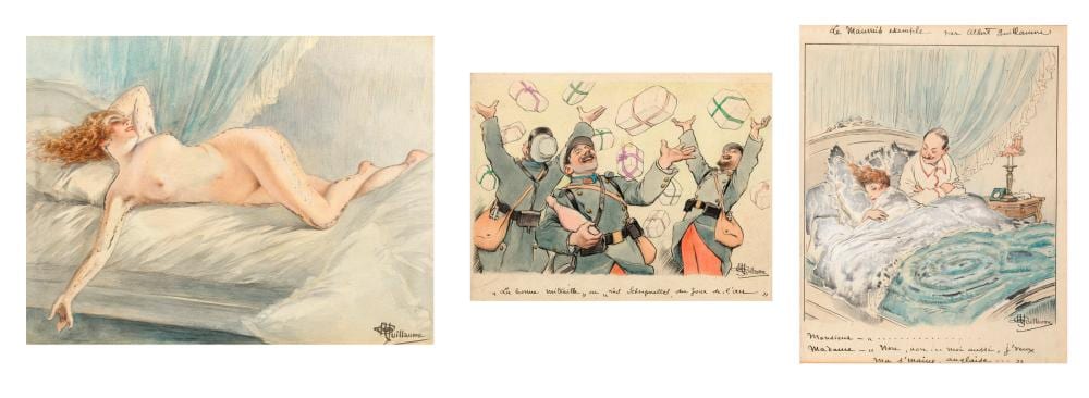 Albert Guillaume comparable auction result: albert guillaume paris 1873 1942 faux en p rigord quatre caricatures l