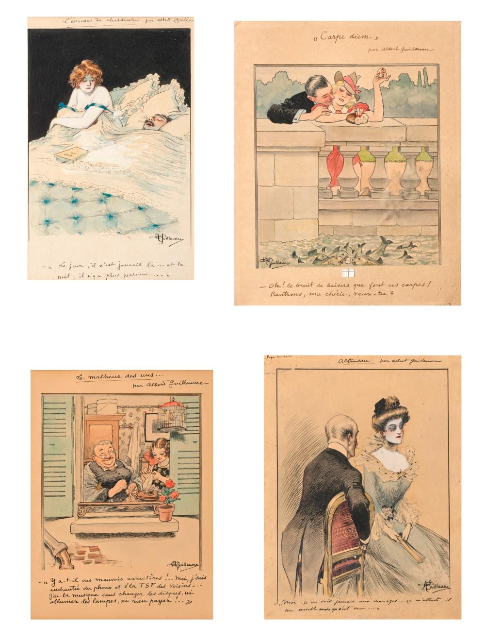 Albert Guillaume comparable auction result: albert guillaume paris 1873 1942 faux en p rigord quatre caricatures l