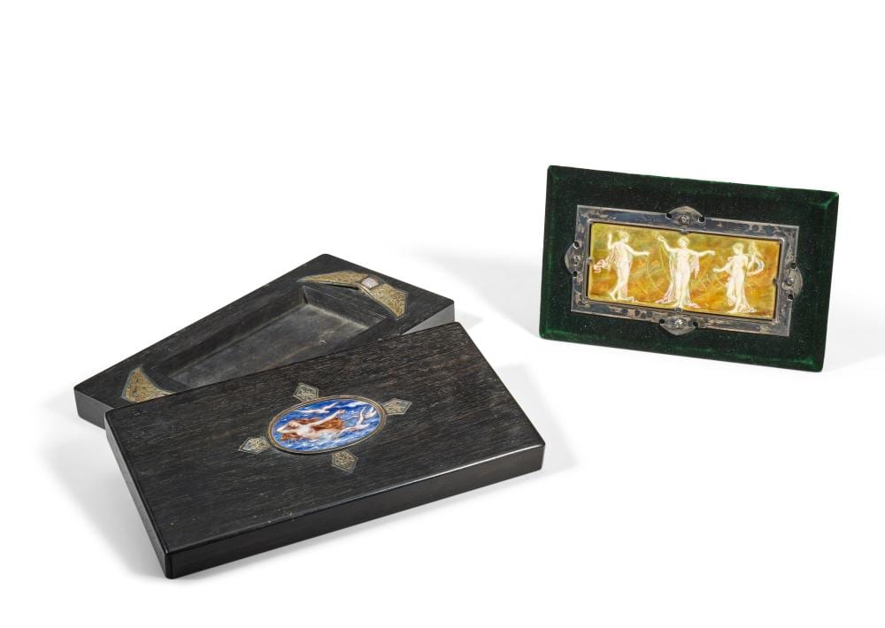 Paul Grandhomme comparable auction result: paul grandhomme 1851 1944 bo te figurant une na ade et plaque figurant l