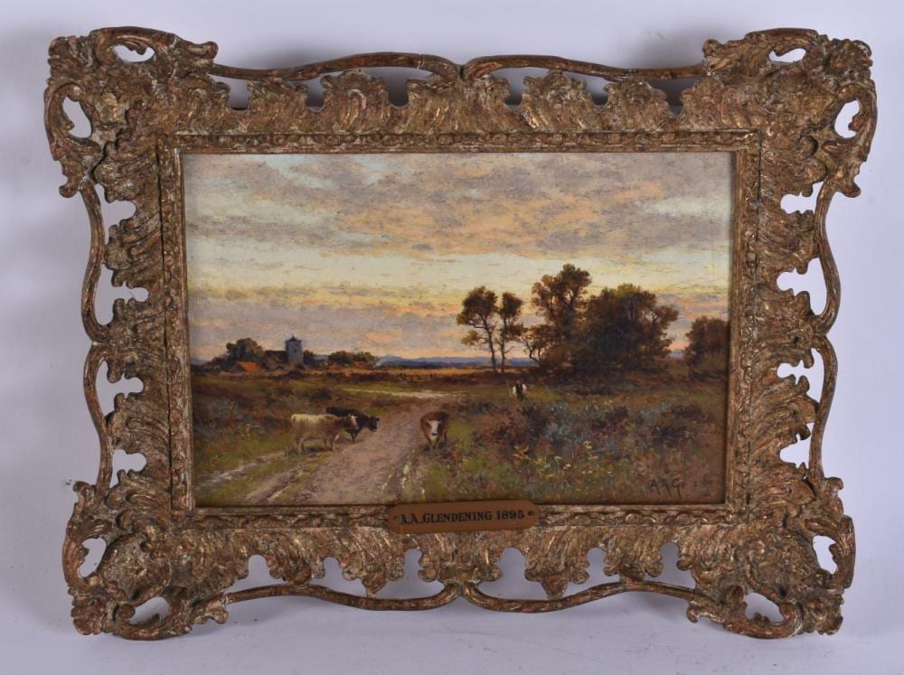 Alfred Augustus Glendening comparable auction result: alfred augustus glendening 1840 1921 oil on board pastoral scene with cows 32 cm x 24 cm