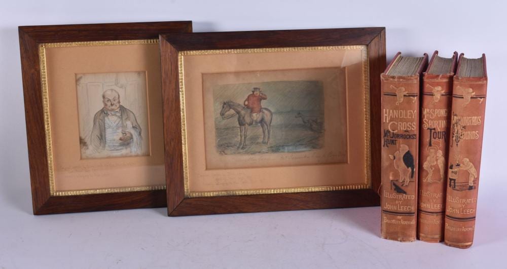 John Leech comparable auction result: john leech 1817 1864 2 x original watercolour illustrations together with three books illustrated by leech 5