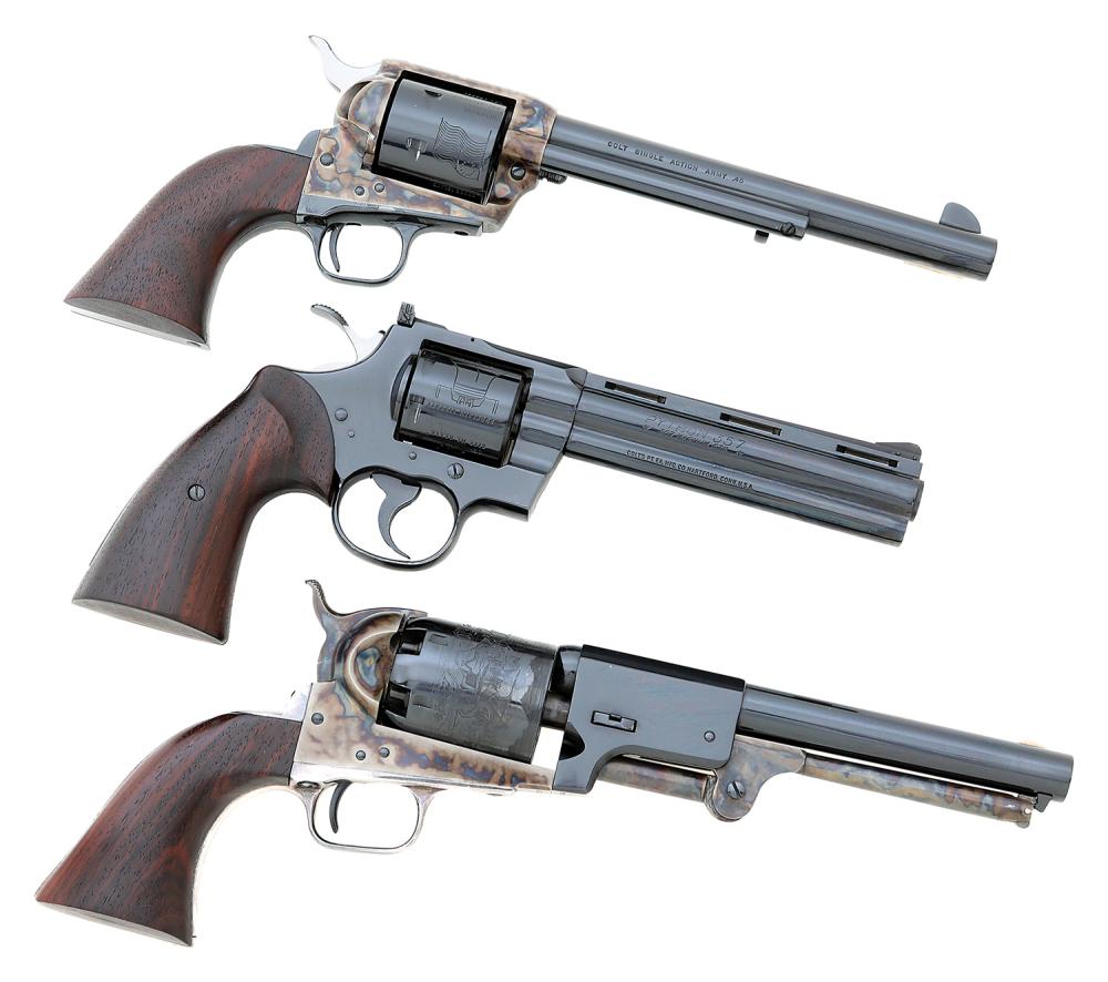 EXCELLENT COLT 1776 – 1976 BICENTENNIAL COMMEMORATIVE THREE GUN SET sold by Amoskeag Auction Company, Inc., lot 1010 — auction record photograph