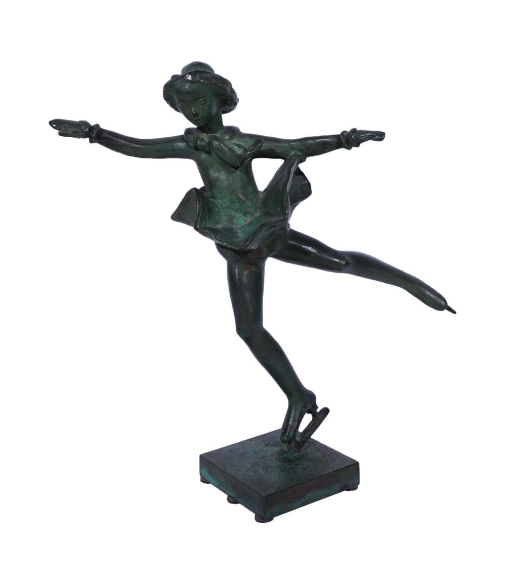 Carl Julius Emil Ludwig comparable auction result: carl wilhelm emile milles swedish 1875 1955 the skater princess skridskoprinsessan bronze sculpture with mottled green and brown patina height 12 1 2 in 31 8 cm