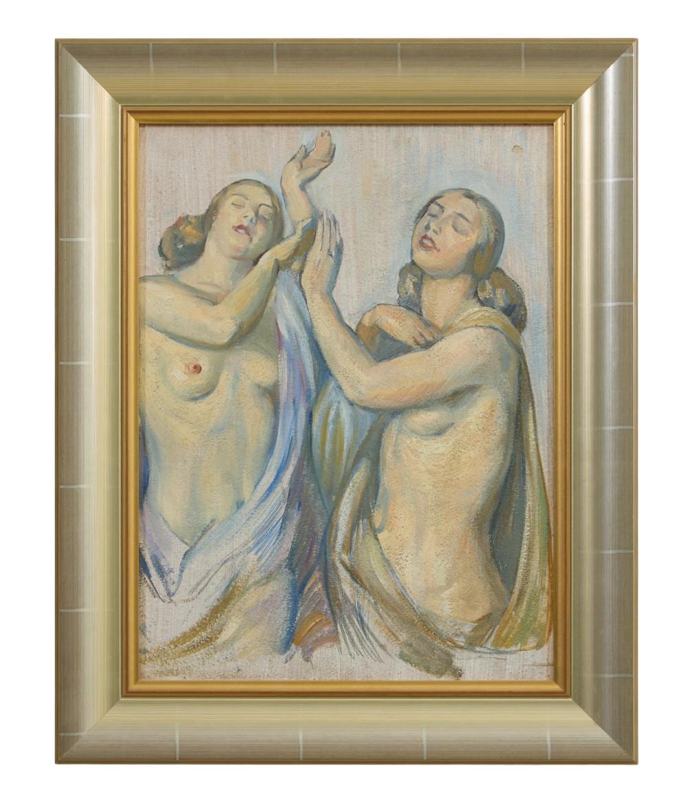 George Laurence Nelson comparable auction result: george laurence nelson american 1887 1978 two female nudes sight h 15 1 2 in w 11 1 2 in framed h 20 in w 16 in
