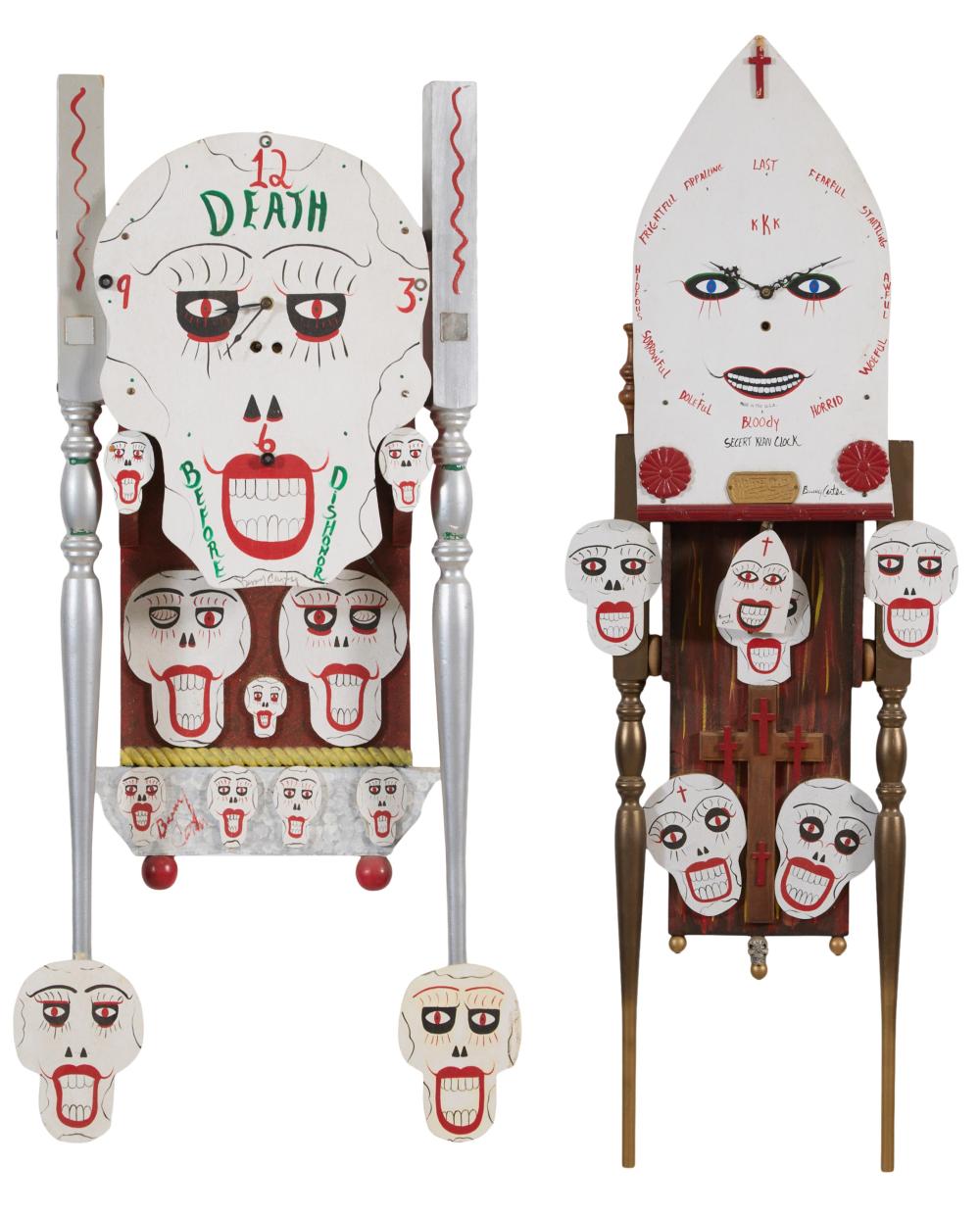 benny carter american north carolina 1943 2014 two folk art clocks dishonor h 56 1 2 in w 19 in d 5 in secret h 40 1 4 in w 15 1 2 in d 5 in 2 pcs · Crescent City Auction Gallery · 2025-12-05 Benny Carter comparable auction result: benny carter american north carolina 1943 2014 two folk art clocks dishonor h 56 1 2 in w 19 in d 5 in secret h 40 1 4 in w 15 1 2 in d 5 in 2 pcs