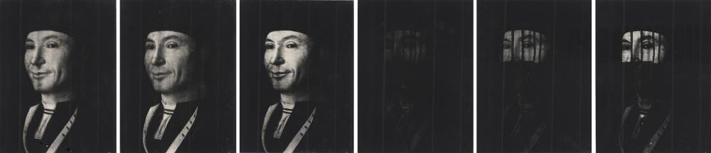 Lindy Lee comparable auction result: lindy lee born 1954 untitled 1986 acrylic and photocopies on card on board 6 panels 28 x 21 5cm panel each 29 x 129cm overall