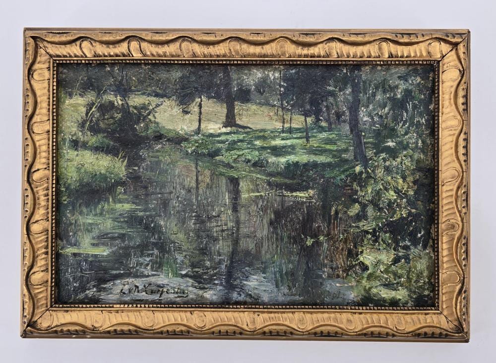 Evariste Carpentier comparable auction result: evariste carpentier 1854 1922 paysage la rivi re huile sur panneau dimensions 15 x 23 cm