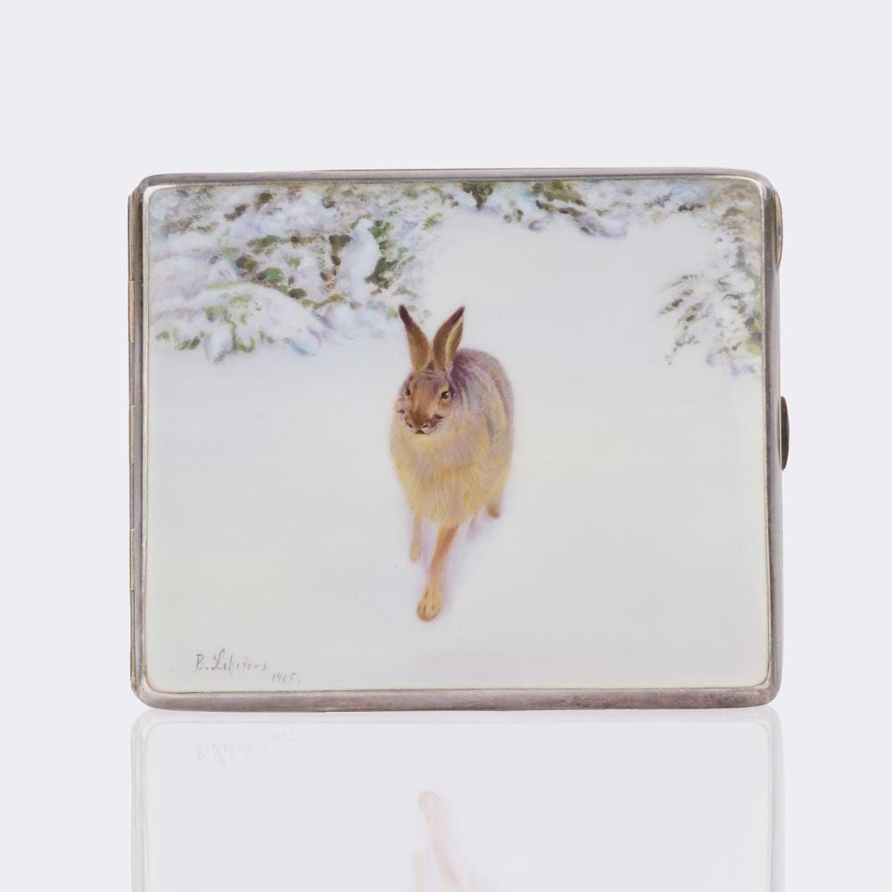 Bruno Liljefors comparable auction result: bruno andreas liljefors uppsala 1860 stockholm 1939 cigarette case with painting rabbit