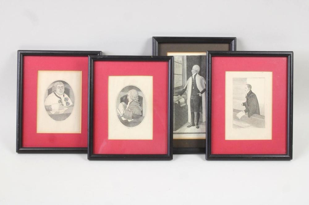 John Kay comparable auction result: lot of 4 framed portraits prints of notable scottish male figures by john kay
