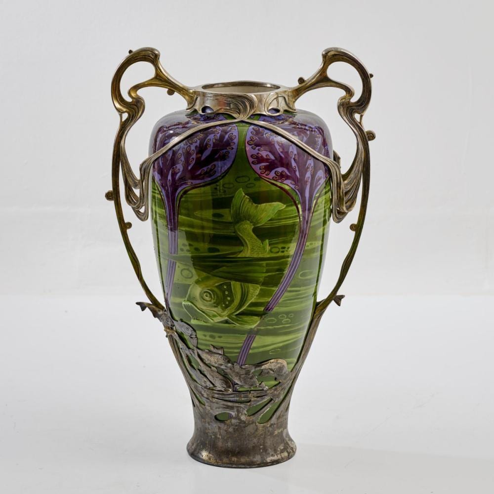 Hermann Gradl comparable auction result: hermann gradl important handle vase with underwater decoration c 1899