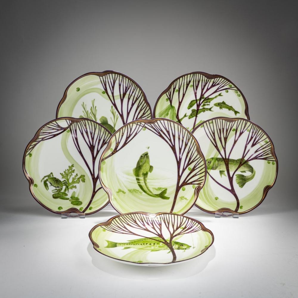 Hermann Gradl comparable auction result: hermann gradl six plates from the fish service modern 1899 1900
