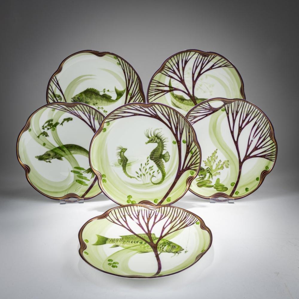 Hermann Gradl comparable auction result: hermann gradl six plates from the fish service modern 1899 1900