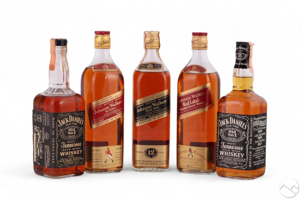 jack daniels and johnnie walker scotch whiskey lot · Hill Auction Gallery · 2025-12-03 Jack Daniels comparable auction result: jack daniels and johnnie walker scotch whiskey lot