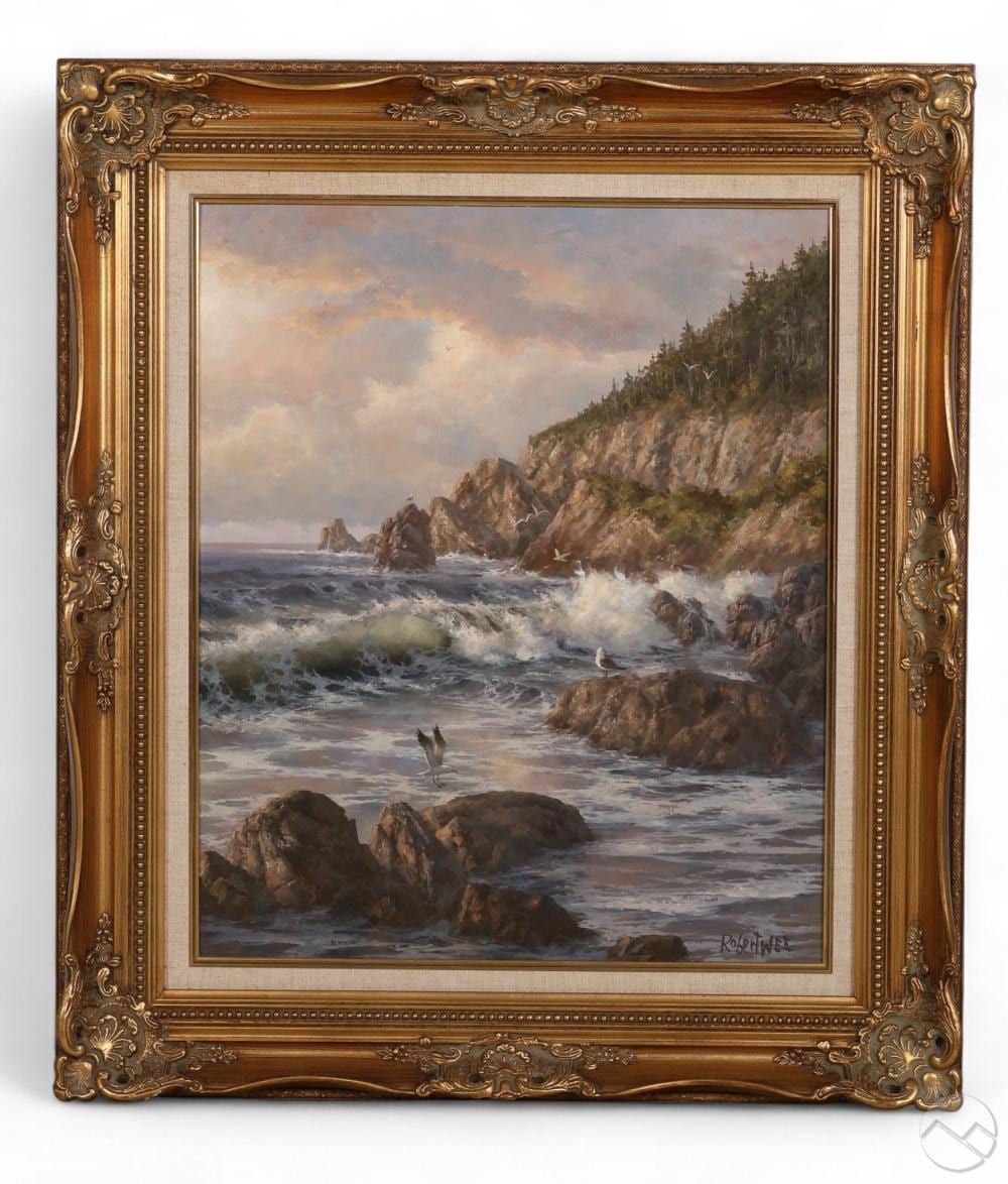 Robert Wee comparable auction result: robert wee b 1927 coastal seascape oil painting