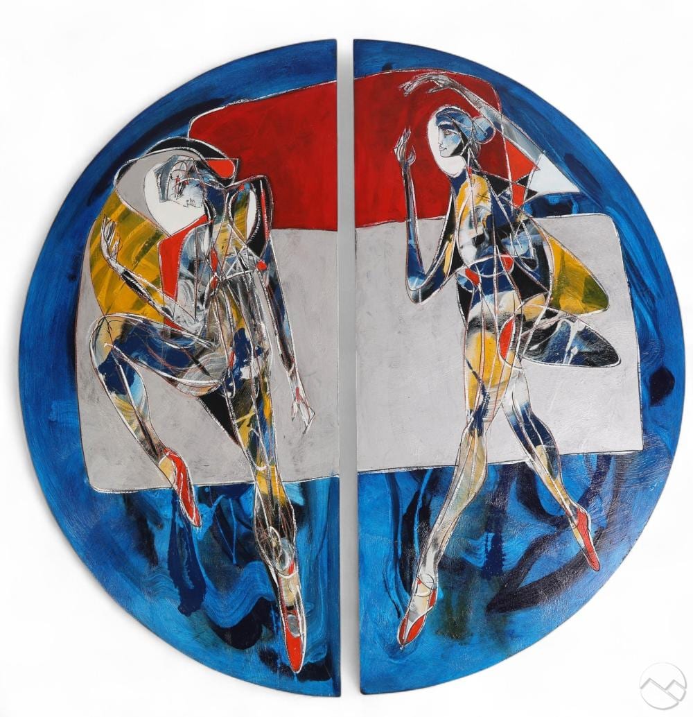 Jean-Claude Gaugy comparable auction result: jean claude gaugy b 1944 de dance diptych painting