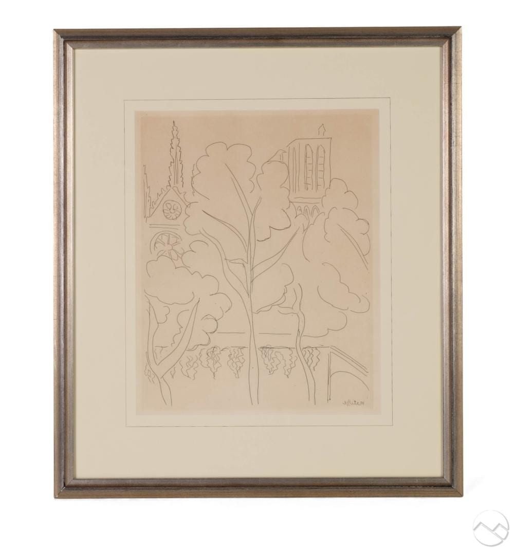 Notre Dame Landscape Etching After Henri Matisse sold by Hill Auction Gallery, lot 638 — auction record photograph
