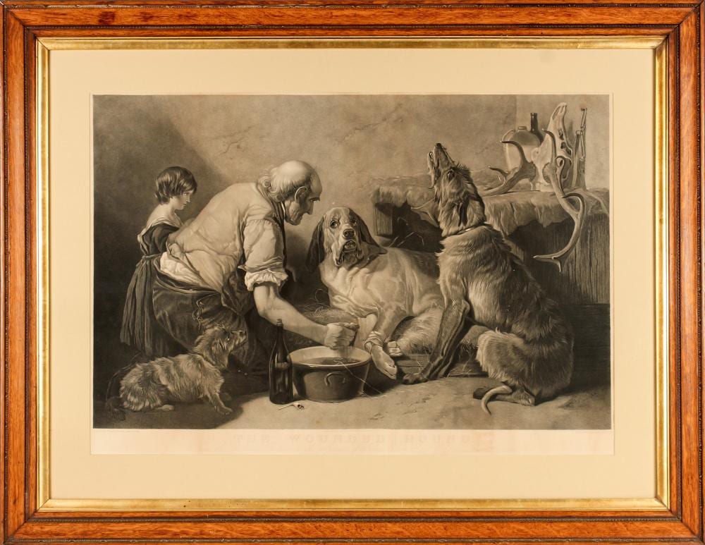 Richard Ansdell comparable auction result: richard ansdell british 1815 1885 the wounded dog engraving by w t davey