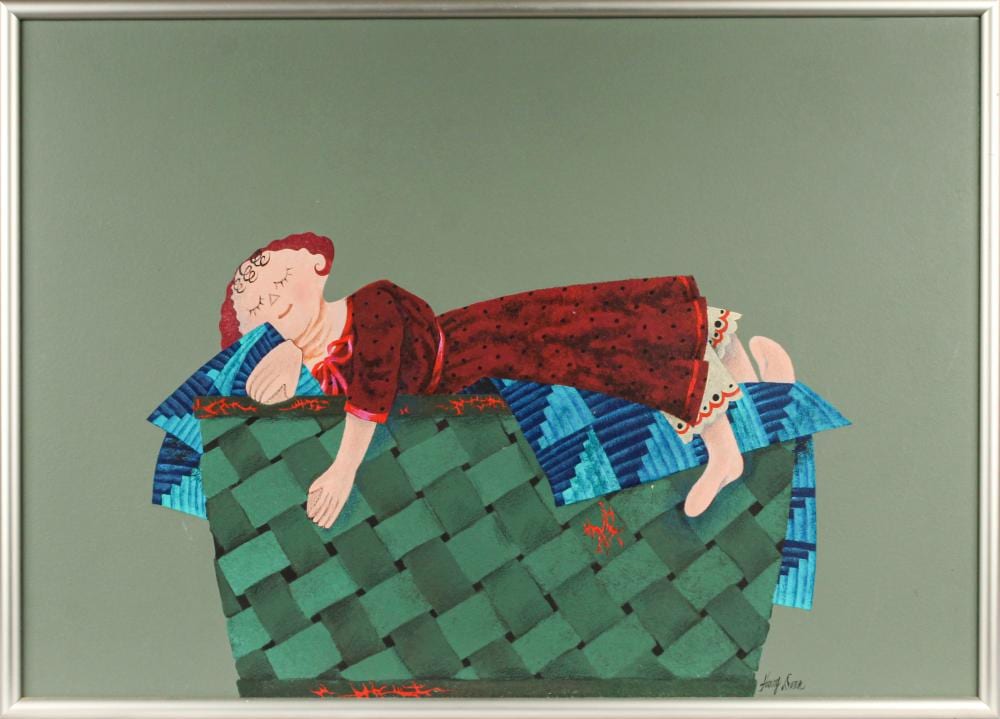 Harry Dunn comparable auction result: harry dunn american 1929 1998 sleeping matilda acrylic painting
