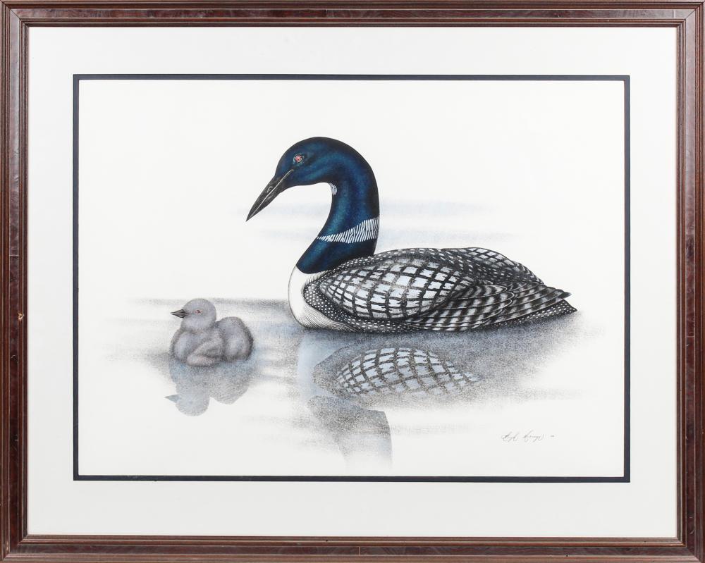Hugh McKenzie comparable auction result: hugh mckenzie canadian contemporary loon and chick painting