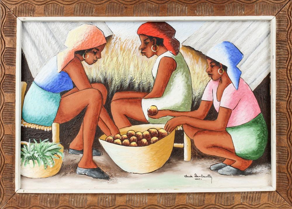 Claude Dambreville comparable auction result: claude dambreville haitian 1931 2021 painting of three street sellers