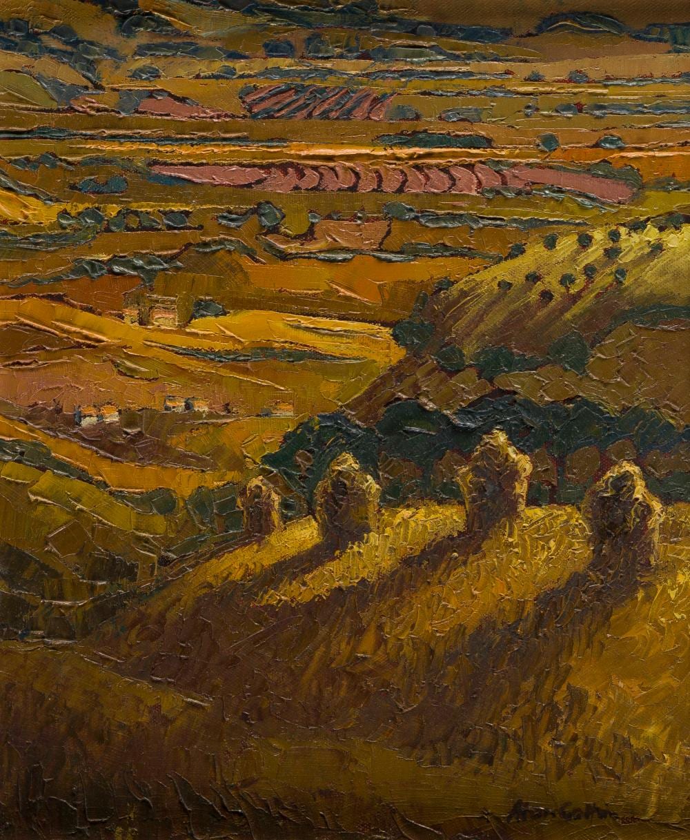 Alan Cotton comparable auction result: alan cotton provence harvest fields in late evening light