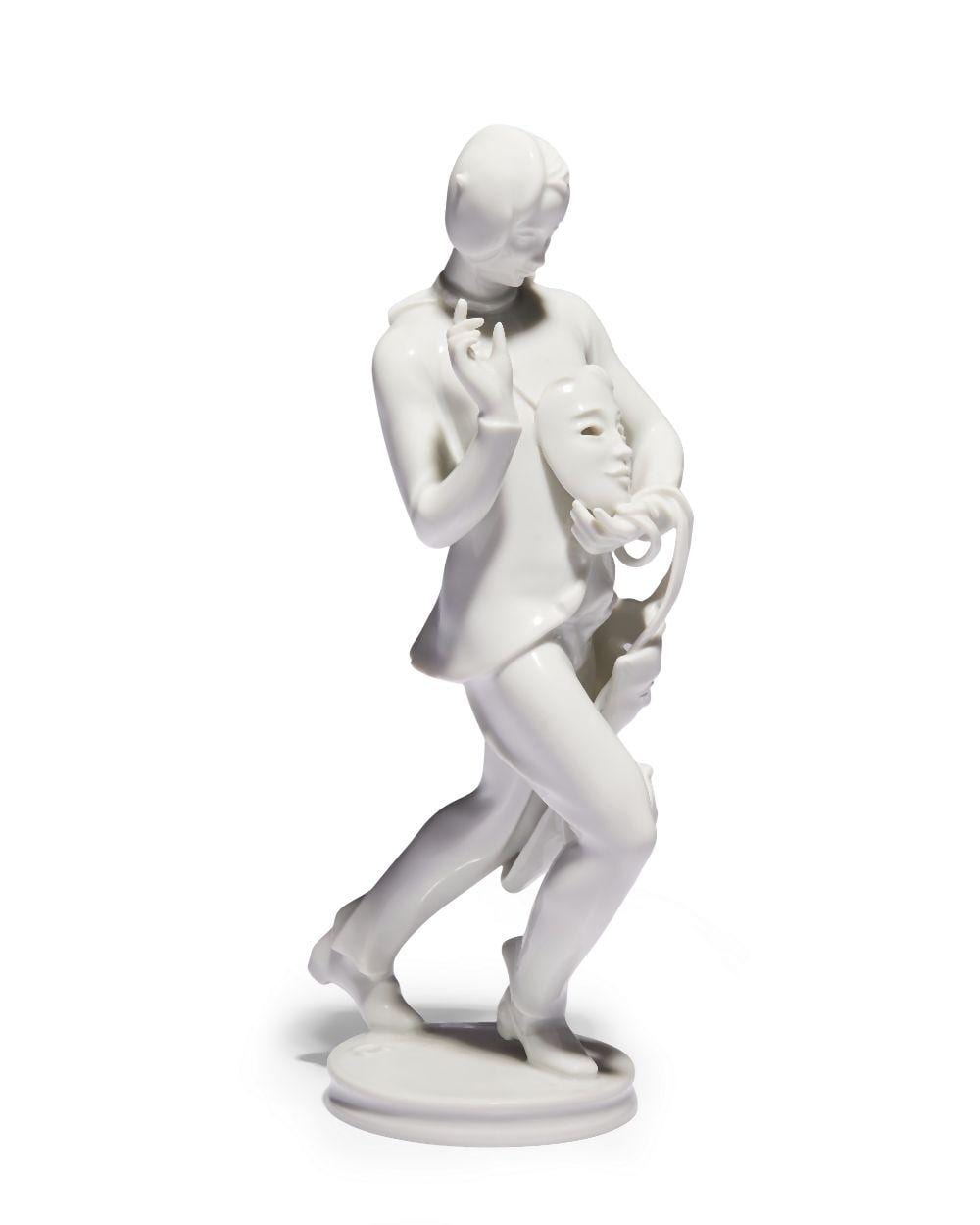 Mathilde DuMonceau comparable auction result: an augarten wien figure of a mask bearing figure after the model by mathil