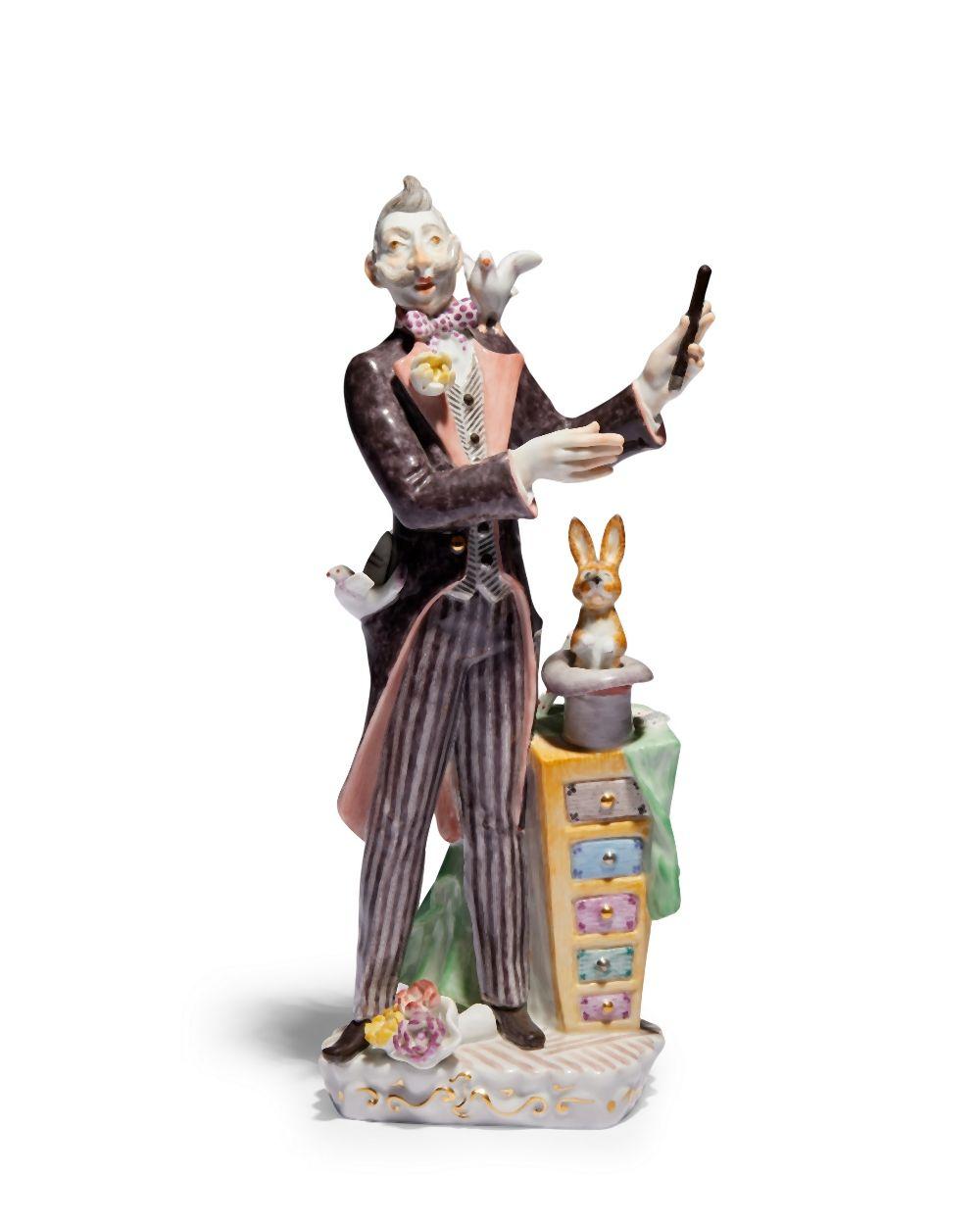 Peder Severin Kroeyer comparable auction result: a meissen porcelain figure of a magician with animals after the model by p