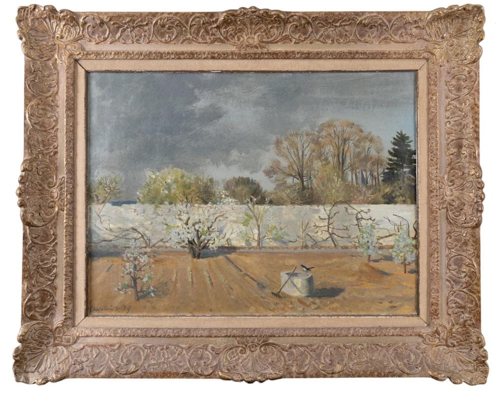 Roger Chapelain-Midy comparable auction result: roger chapelain midy 1904 1992 trees within a walled garden with a magpie