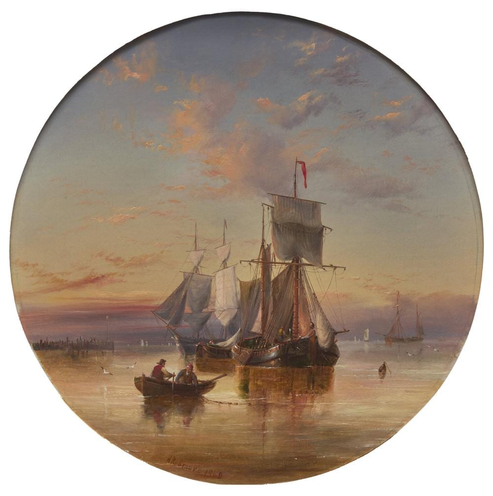 Henry Redmore comparable auction result: henry redmore british 1820 1887 barges and other shipping drying their sales in an estuary anchorage 1860