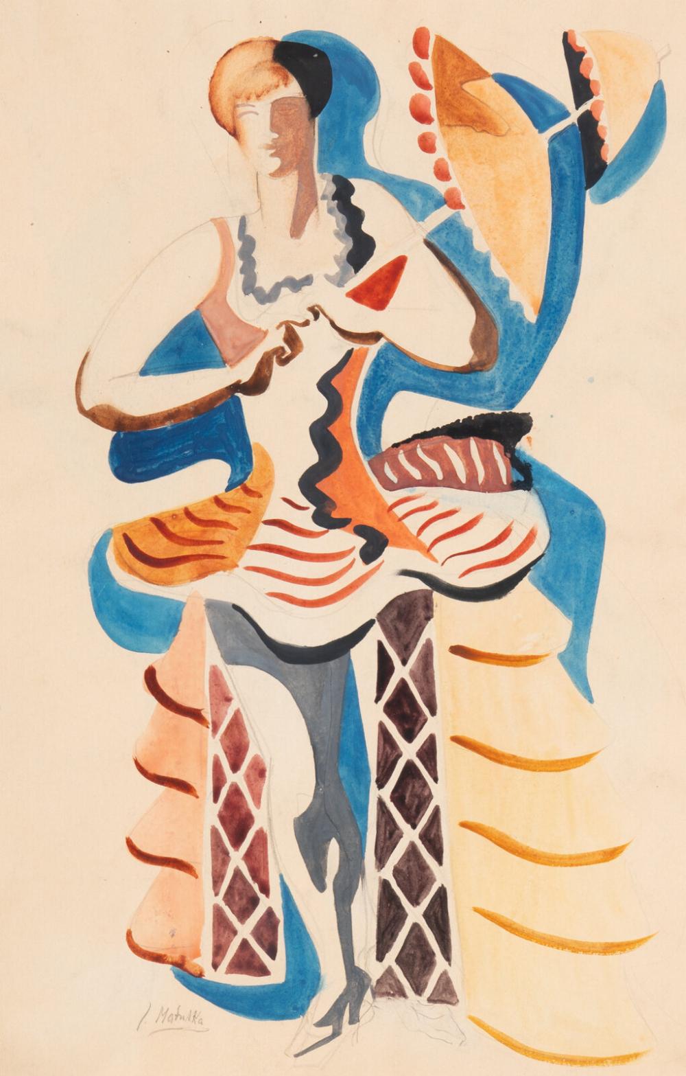 Jan Matulka comparable auction result: jan matulka american czech 1890 1972 woman with parasol c 1929
