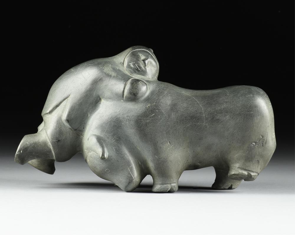 David Ikutaaq comparable auction result: david ikutaaq inuit 1929 1984 hunter and musk ox 1960s 8 3 4 x 16 x 6 in 22 2 x 40 6 x 15 2 cm