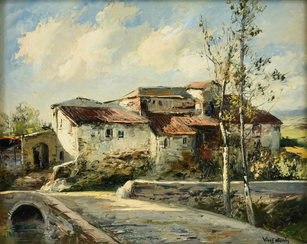 Jose Vives-Atsara comparable auction result: jose vives atsara spanish american texas 1919 2004 pueblo catal n 1961 16 x 20 in 40 6 x 50 8 cm frame 24 3 4 x 28 3 4 in 62 9 x 73 cm