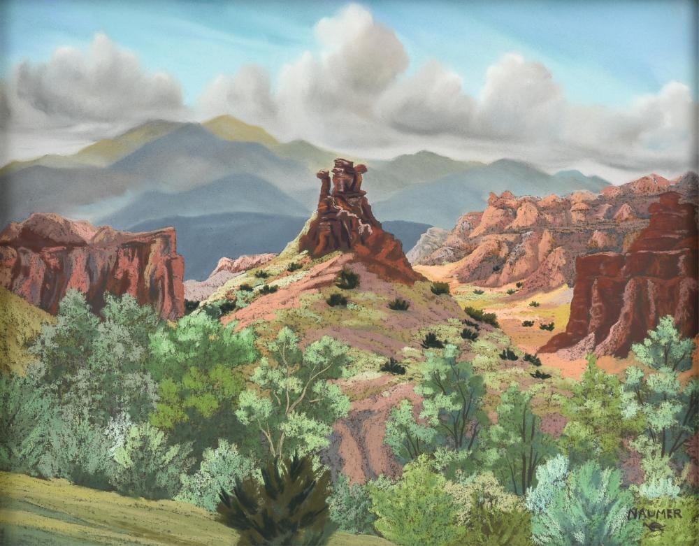 helmuth naumer american 1907 1990 western landscape with rock formations untitled circa 1970 22 x 27 3 4 in 55 9 x 70 5 cm frame 28 3 8 x 34 3 8 in 72 1 x 87 3 cm · Simpson Galleries, LLC · 2025-12-06 Helmuth Naumer comparable auction result: helmuth naumer american 1907 1990 western landscape with rock formations untitled circa 1970 22 x 27 3 4 in 55 9 x 70 5 cm frame 28 3 8 x 34 3 8 in 72 1 x 87 3 cm