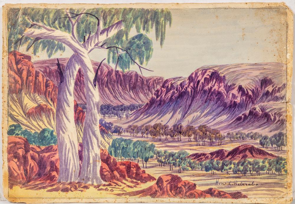 Henoch Raberaba comparable auction result: henoch raberaba hermannsburg 1914 1975 hermannsburg landscape watercolour