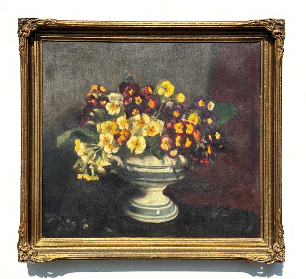 Aline Dent comparable auction result: aileen rose dent australian 1890 1978 still life with primroses oil on canvas mid 20th c
