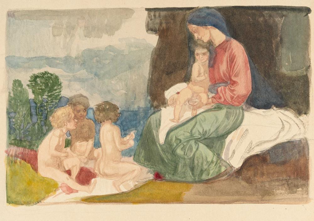 Rudolf Jettmar comparable auction result: rudolf jettmar 1869 zawodzie bei krakau wien 1939 madonna mit jesusknaben und kindern madonna with baby jesus and children