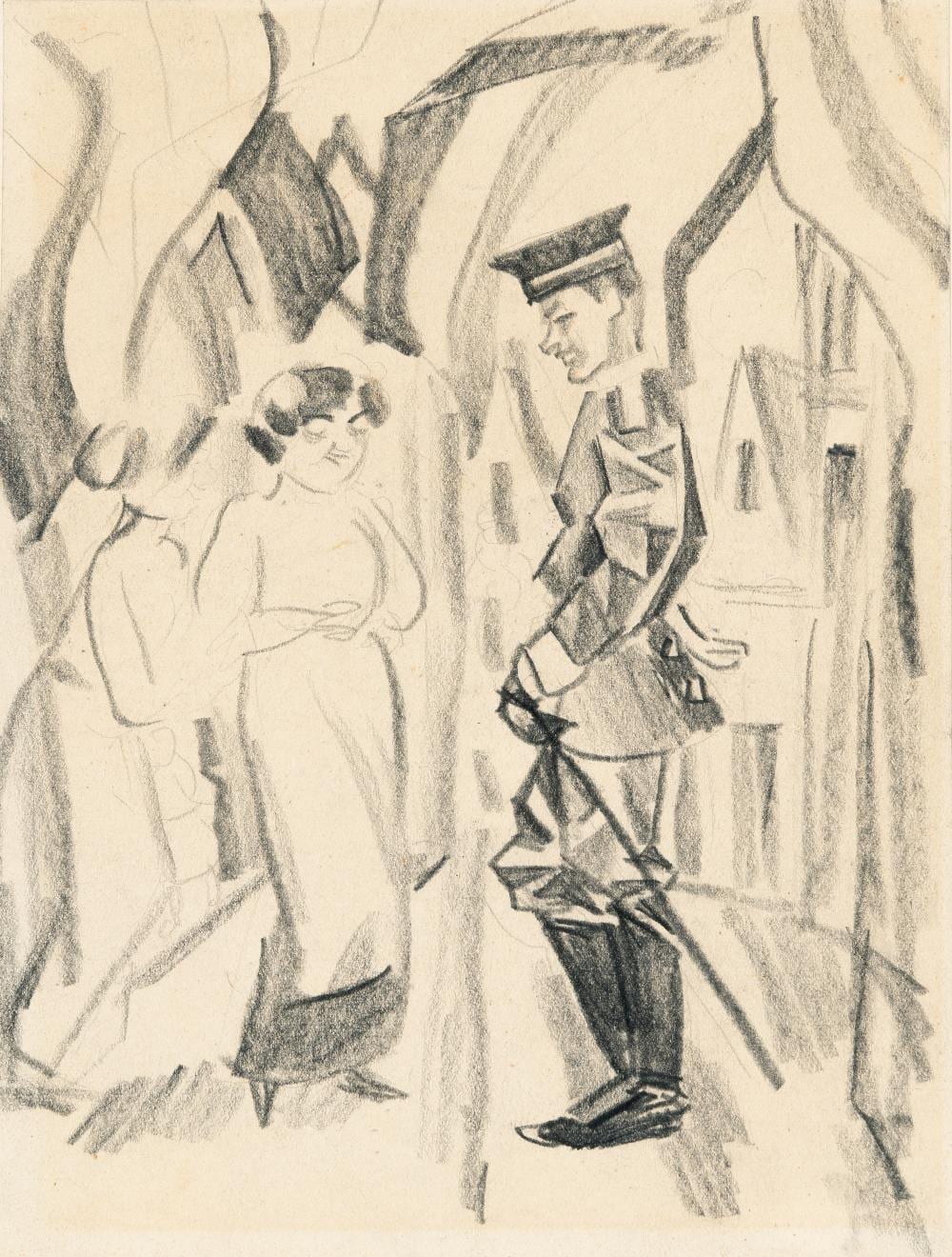 August Macke comparable auction result: august macke 1887 meschede perthes l s hurlus 1914 soldat und m dchen soldier and a girl